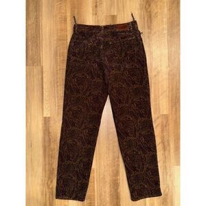 Lauren Ralph Lauren Women's Brown Tan Purple Green Paisley Corduroy Pants Sz 10
